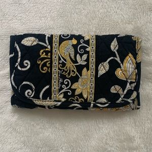 Vera Bradley Black Yellow Cloth Wallet Tri-fold